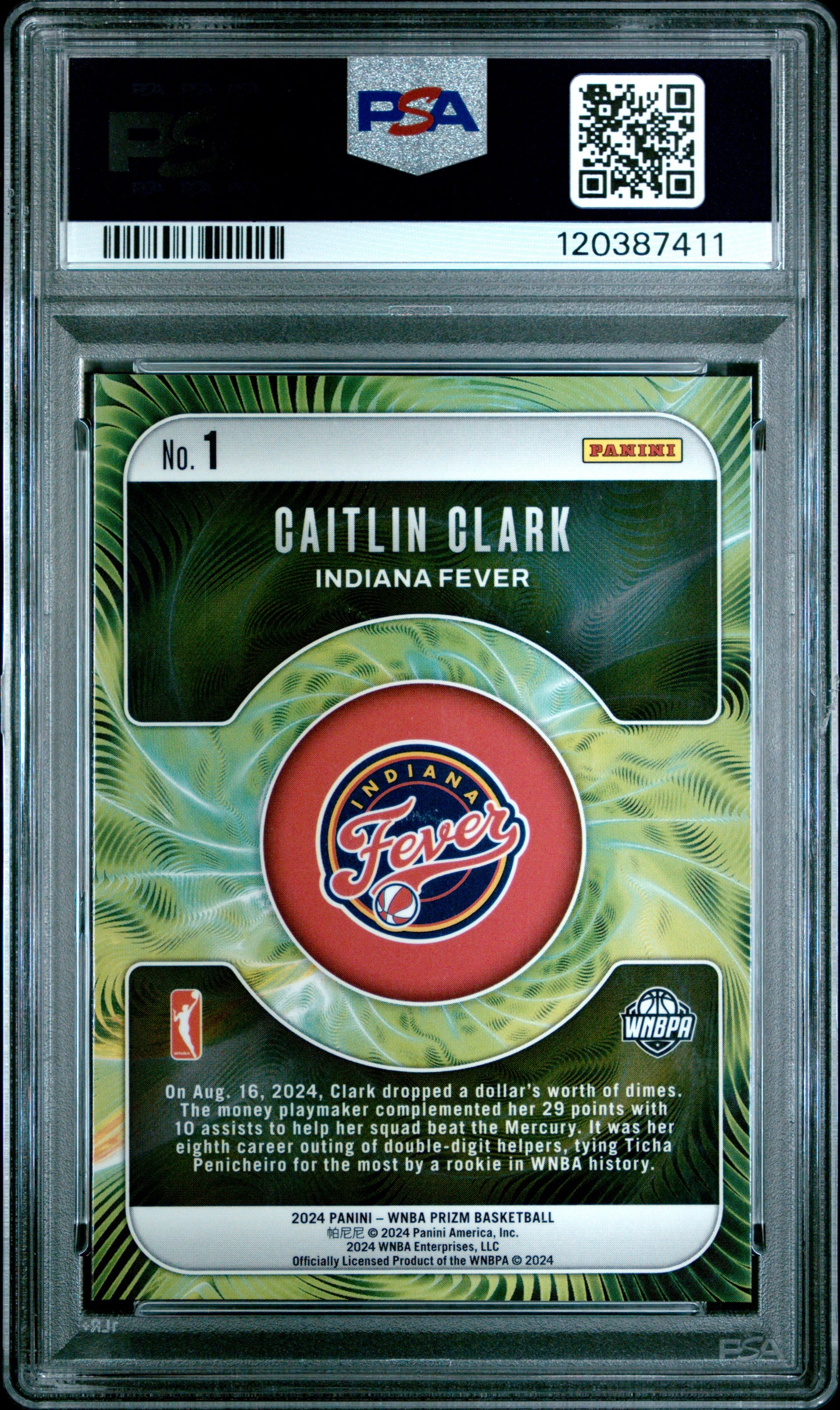 2024 Panini Prizm Wnba Fractal #1 Caitlin Clark RC PSA 9