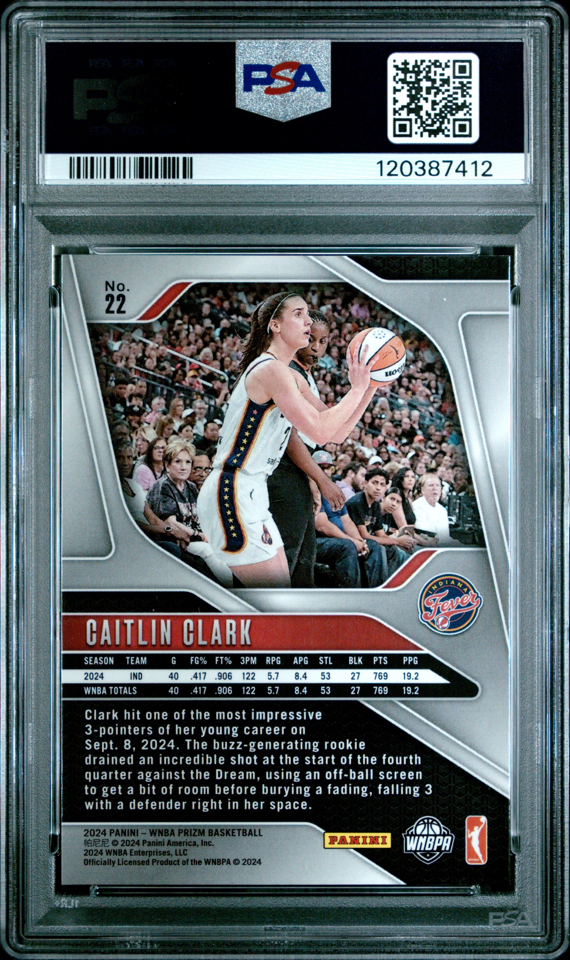 2024 Panini Prizm Wnba #22 Caitlin Clark PSA 8 (7412)