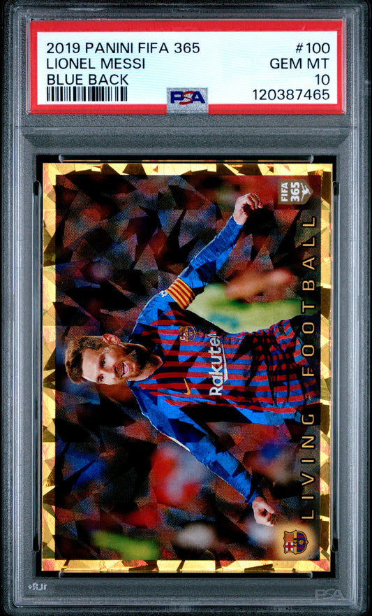 2019 Panini Fifa 365 #100 Blue Back Lionel Messi PSA 10