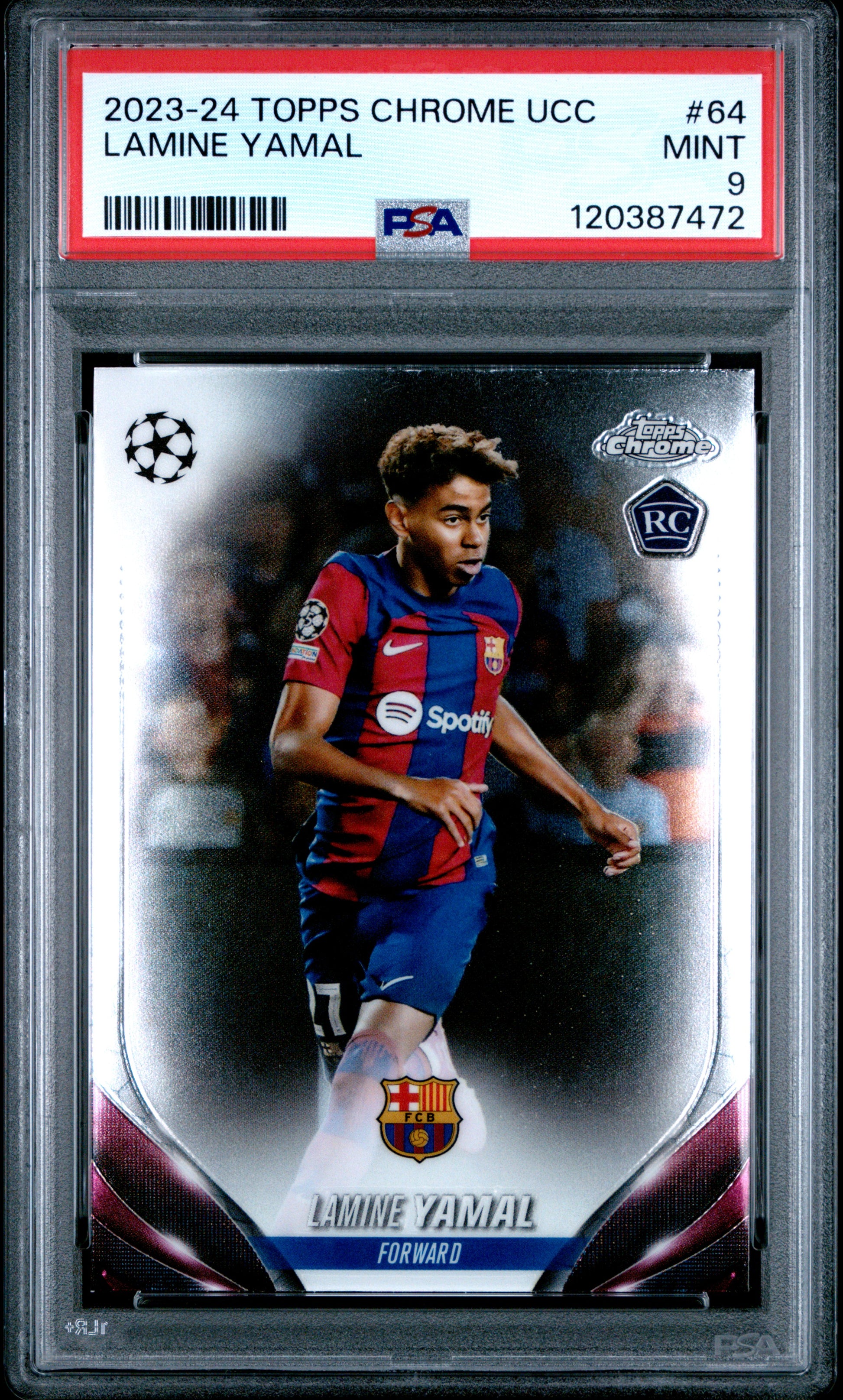 2023-24 Topps Chrome Uefa Club Competitions #64 Lamine Yamal RC PSA 9