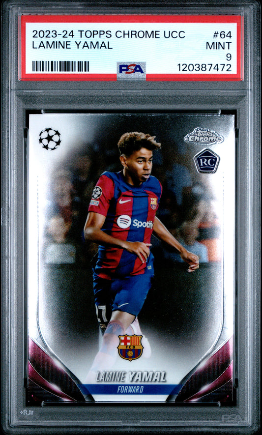 2023-24 Topps Chrome Uefa Club Competitions #64 Lamine Yamal RC PSA 9