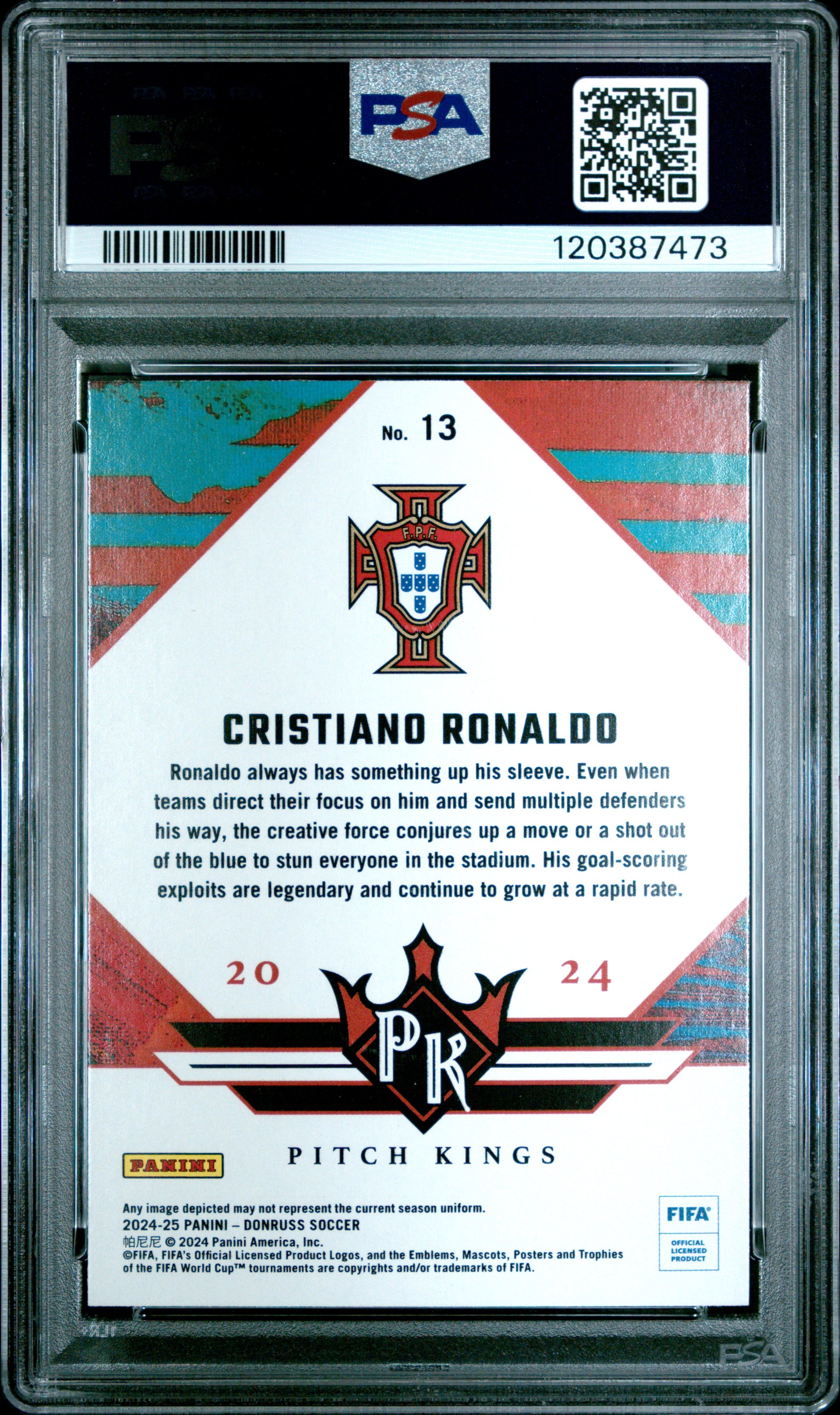 2024-25 Panini Donruss Fifa Pitch Kings #13 Red Cristiano Ronaldo PSA 7