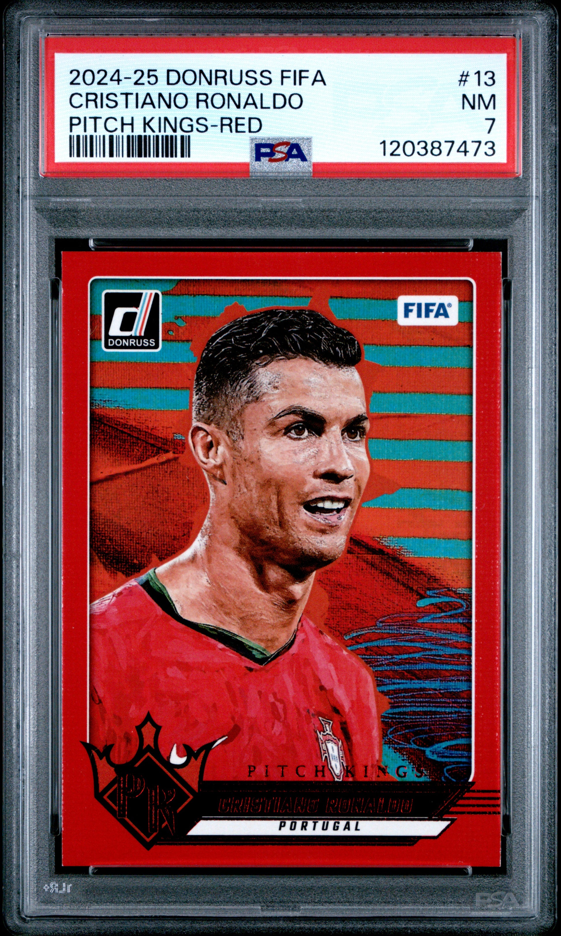 2024-25 Panini Donruss Fifa Pitch Kings #13 Red Cristiano Ronaldo PSA 7