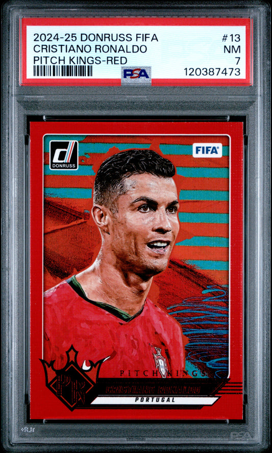 2024-25 Panini Donruss Fifa Pitch Kings #13 Red Cristiano Ronaldo PSA 7
