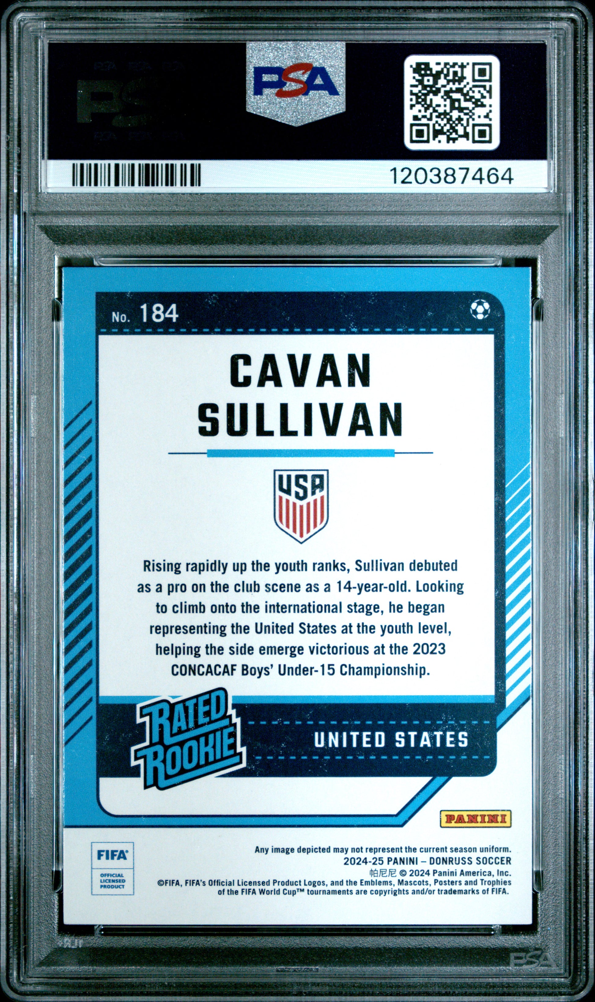 2024-25 Panini Donruss Fifa #184 Cubic Cavan Sullivan RC PSA 8