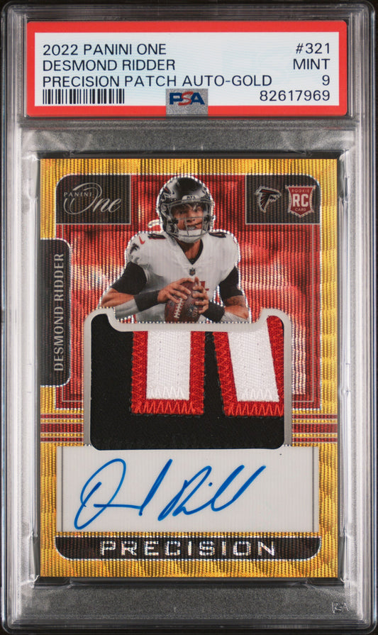 2022 Panini One #321 Precision Patch Auto-Gold Desmond Ridder /15 PSA 9