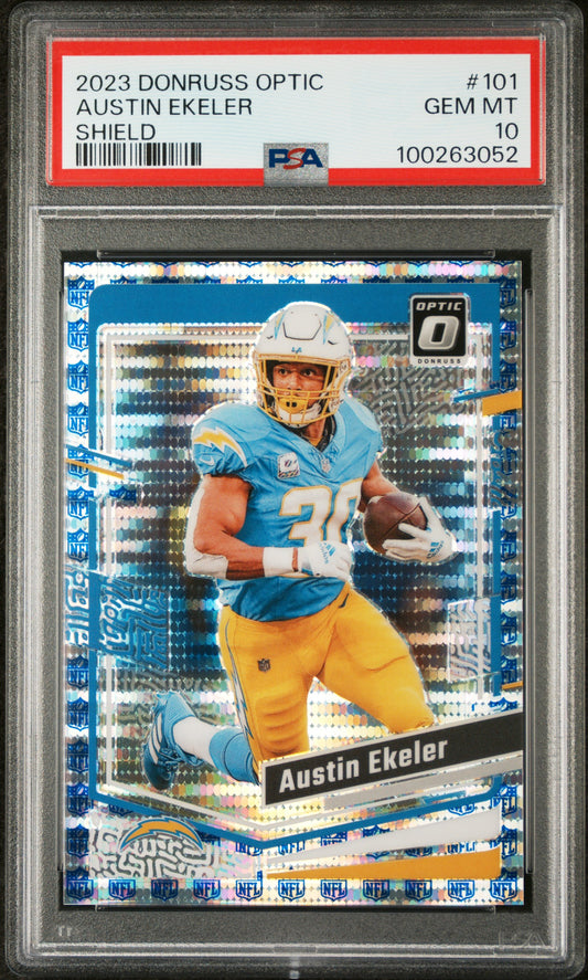 2023 Panini Donruss Optic #101 Shield Austin Ekeler /32 PSA 10