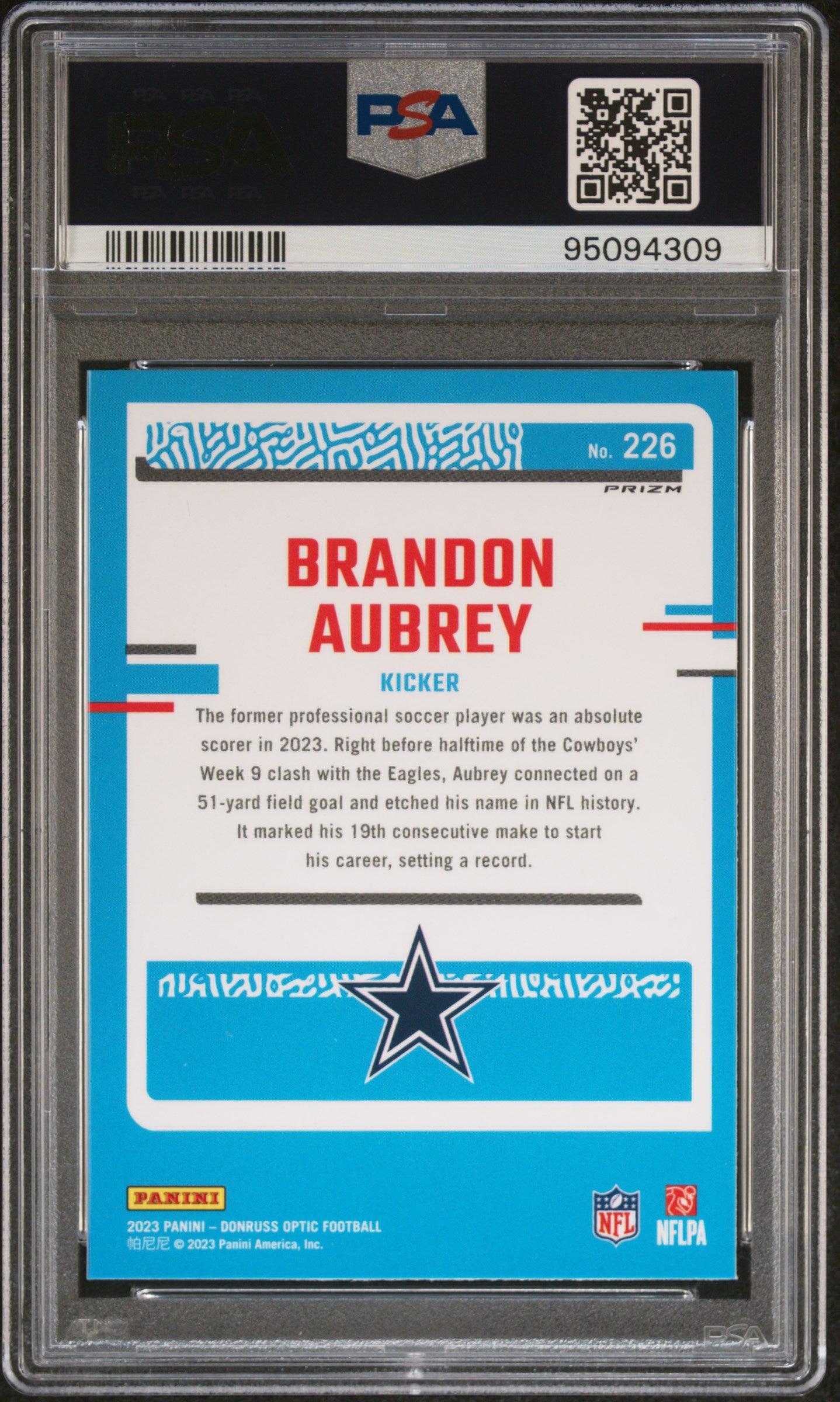 2023 Panini Donruss Optic #226 Stars Brandon Aubrey RC PSA 9