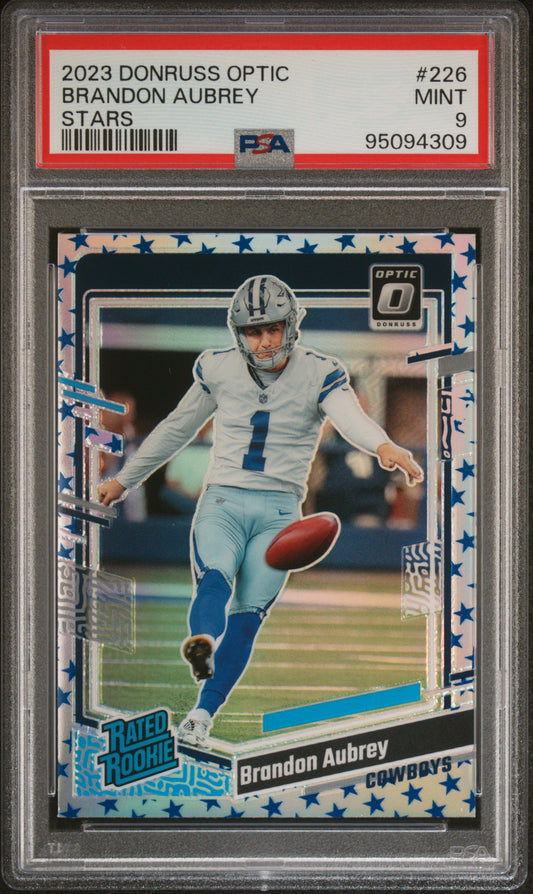 2023 Panini Donruss Optic #226 Stars Brandon Aubrey RC PSA 9