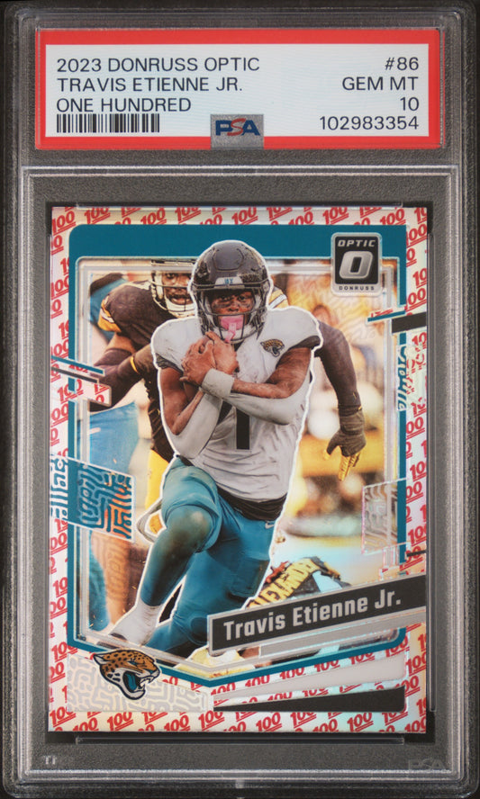 2023 Panini Donruss Optic #86 One Hundred Travis Etienne Jr. PSA 10