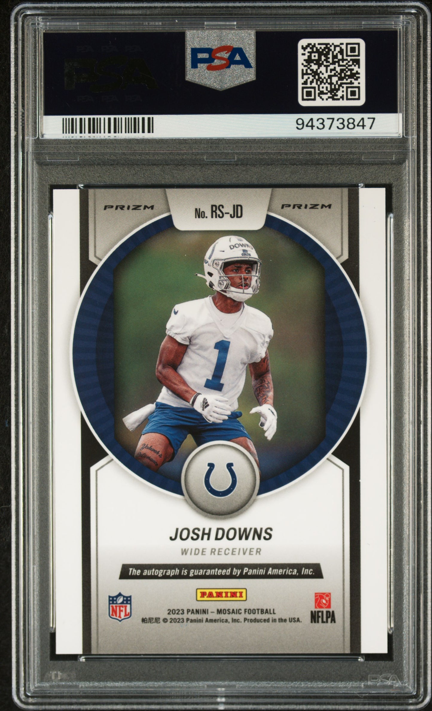 2023 Panini Mosaic Rookie Scripts #RSJD No Huddle Blue Josh Downs PSA 10