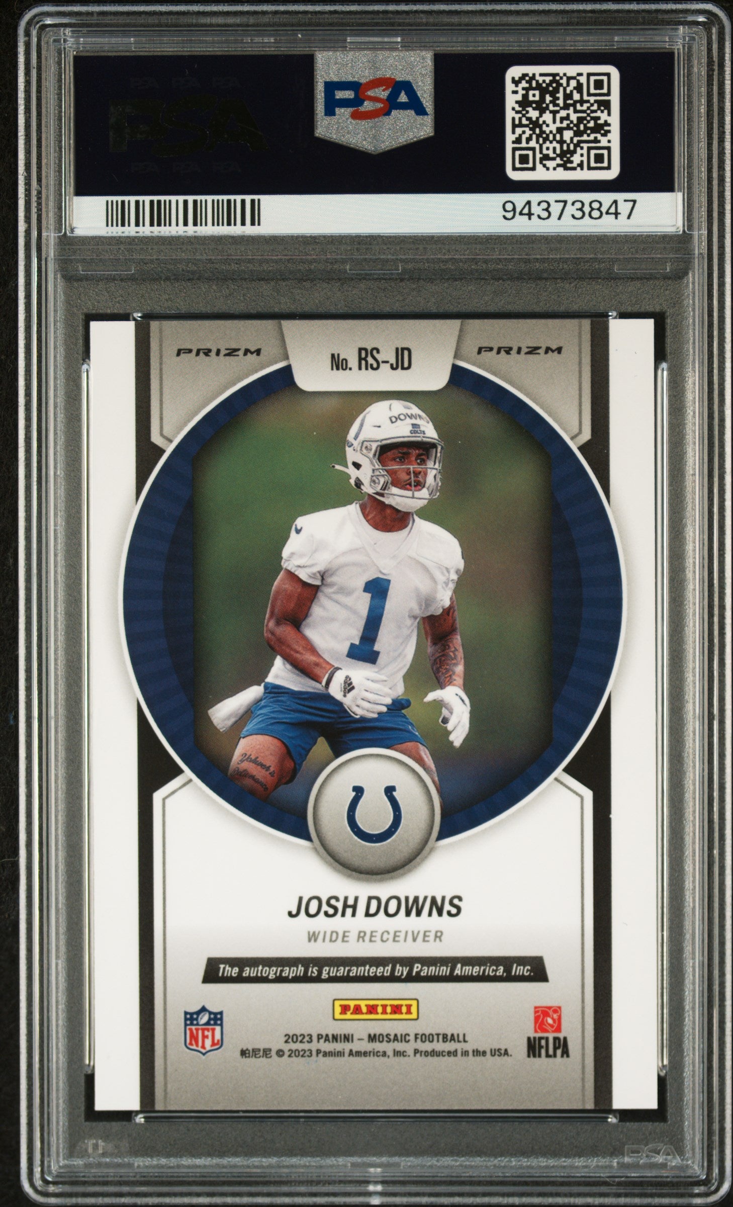2023 Panini Mosaic Rookie Scripts #RSJD No Huddle Blue Josh Downs PSA 10