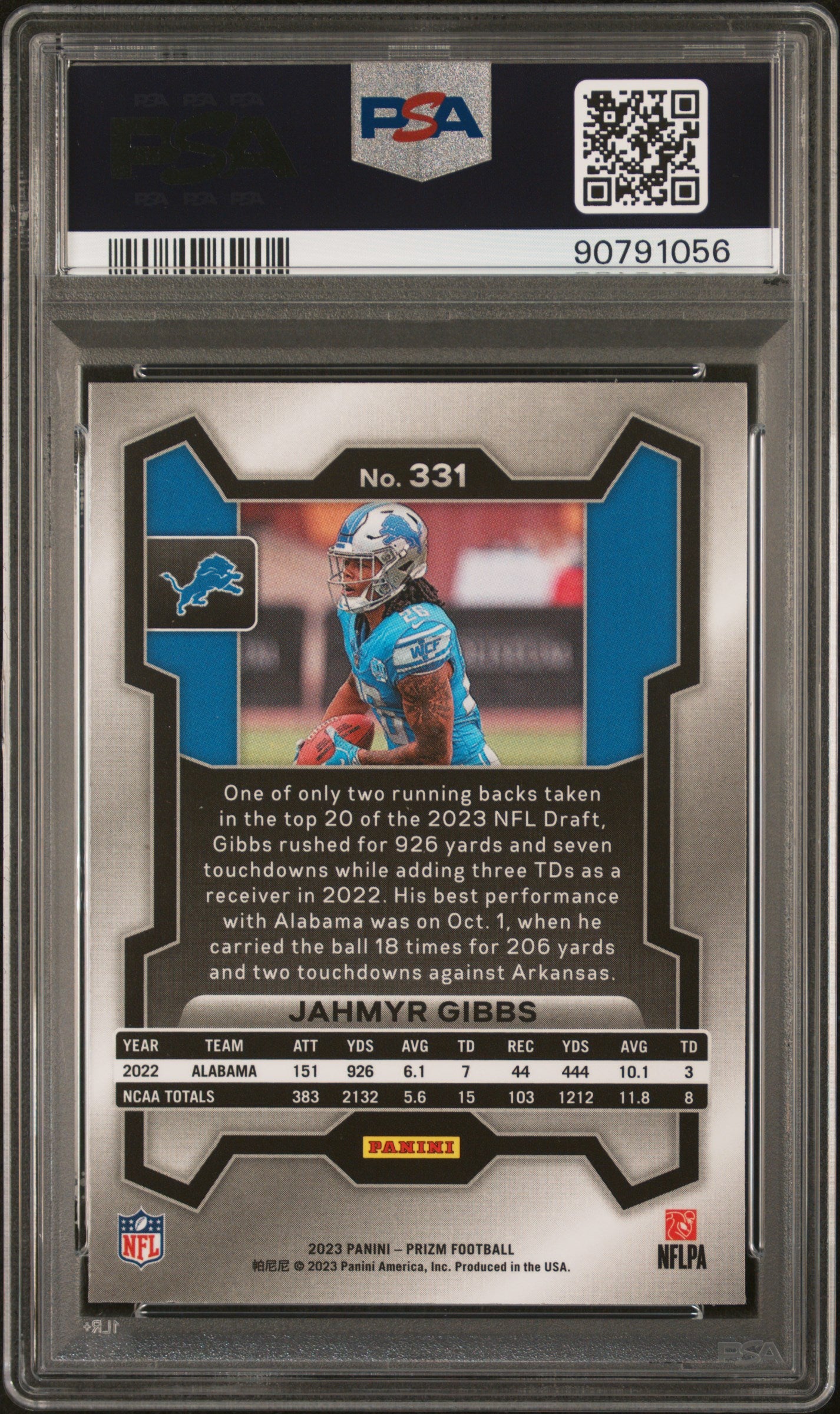 2023 Panini Prizm #331 Jahmyr Gibbs RC PSA 10
