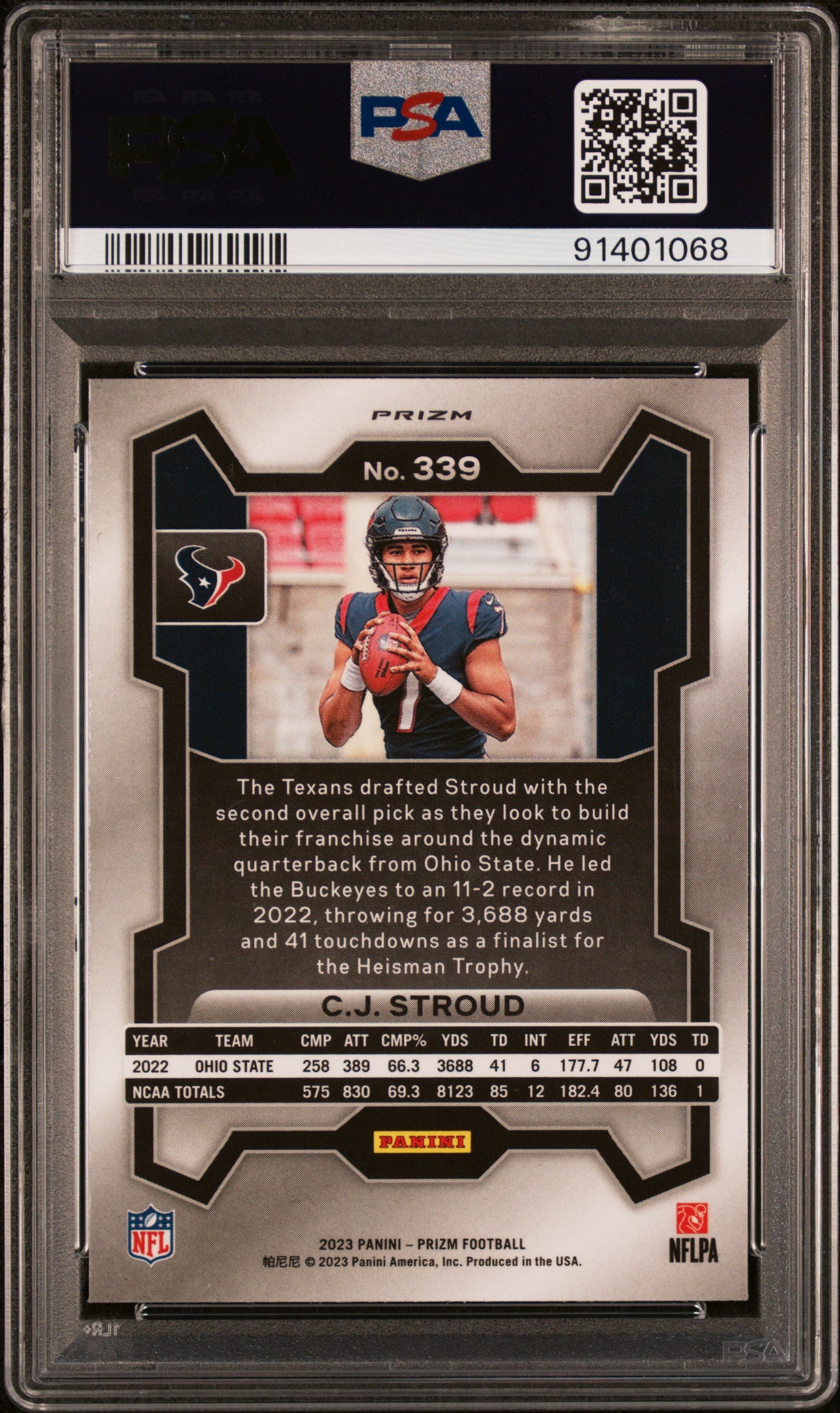 2023 Panini Prizm #339 Silver Prizm CJ Stroud RC PSA 9