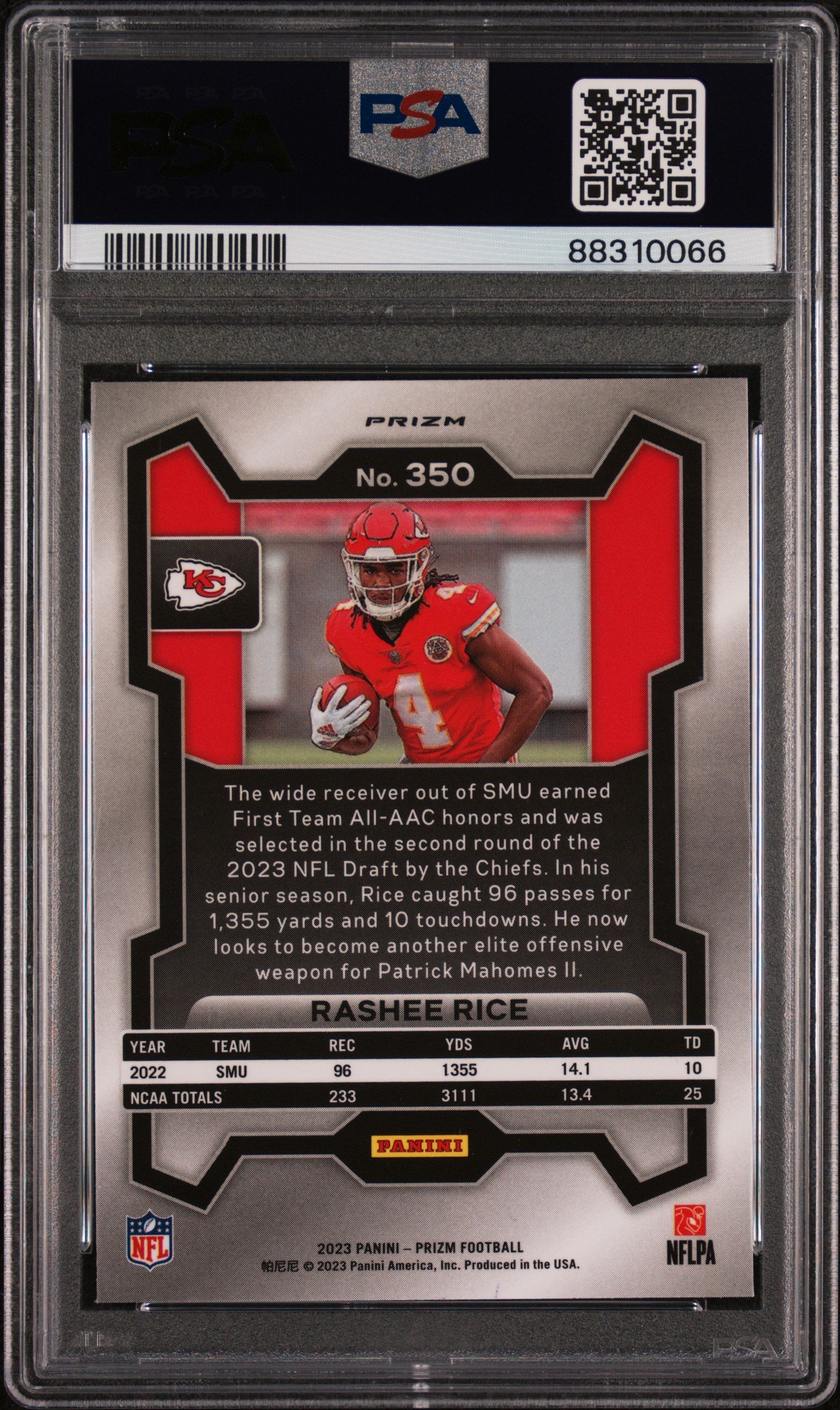 2023 Panini Prizm #350 Neon Green Pulsar Rashee Rice RC PSA 10
