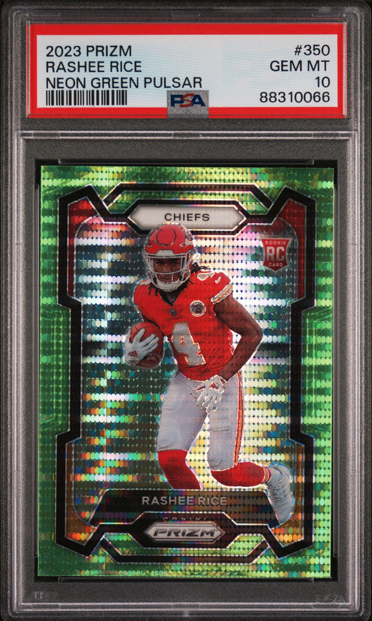 2023 Panini Prizm #350 Neon Green Pulsar Rashee Rice RC PSA 10
