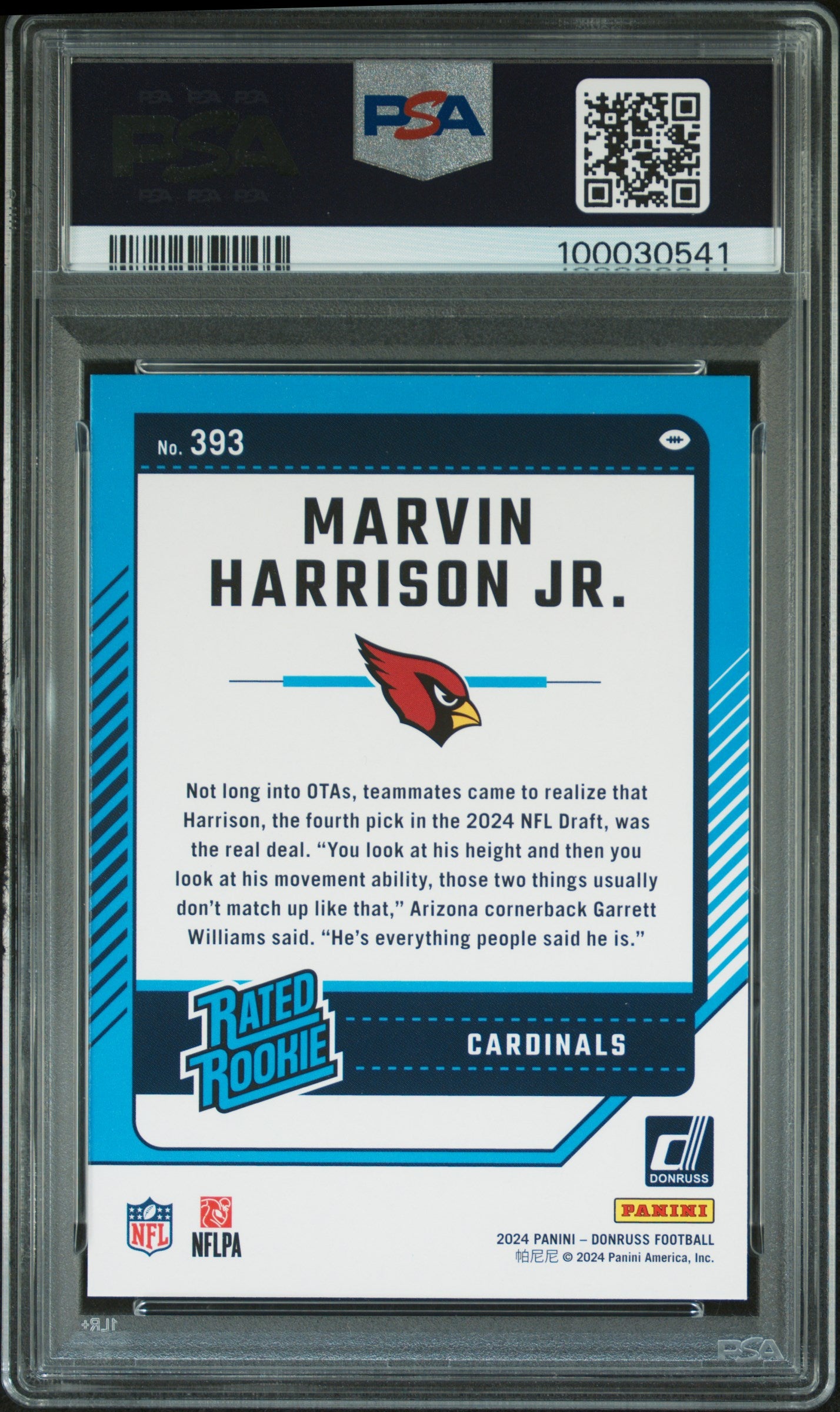 2024 Panini Donruss #393 Press Proof Green Marvin Harrison Jr. PSA 9
