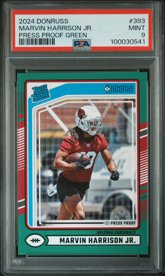 2024 Panini Donruss #393 Press Proof Green Marvin Harrison Jr. PSA 9