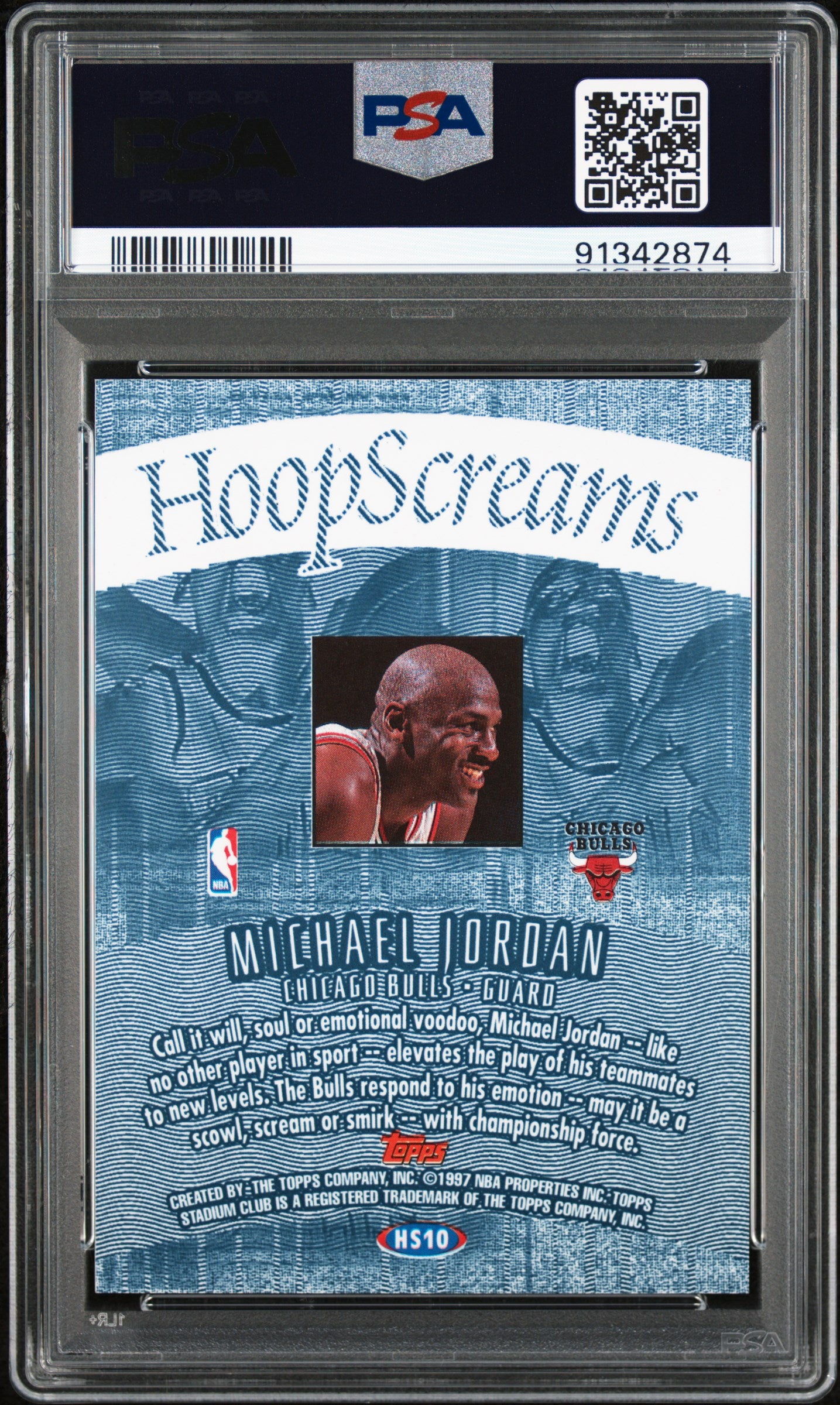 1997 Stadium Club Hoop Screams #HS10 Michael Jordan PSA 9
