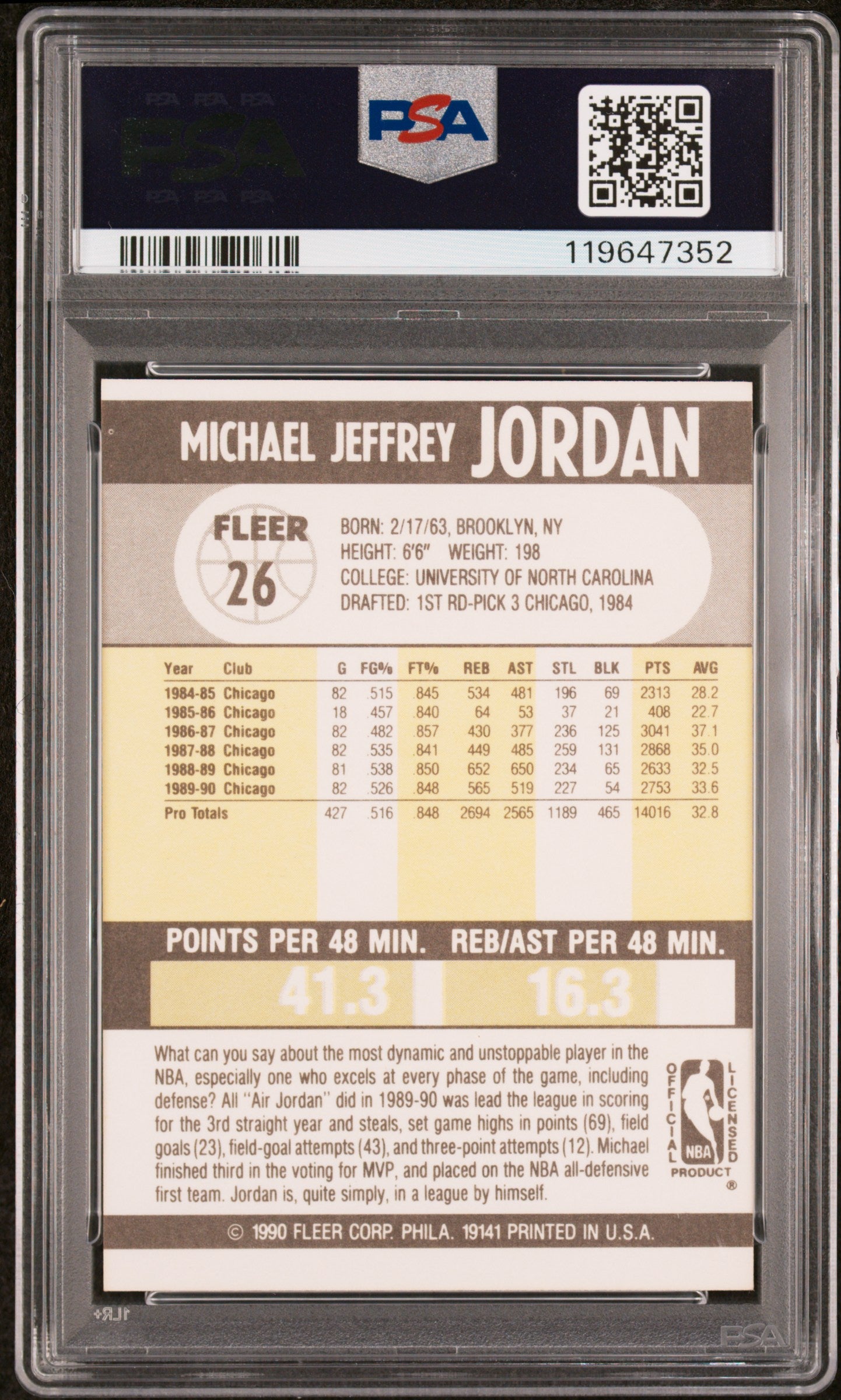 1990 Fleer #26 Michael Jordan PSA 7