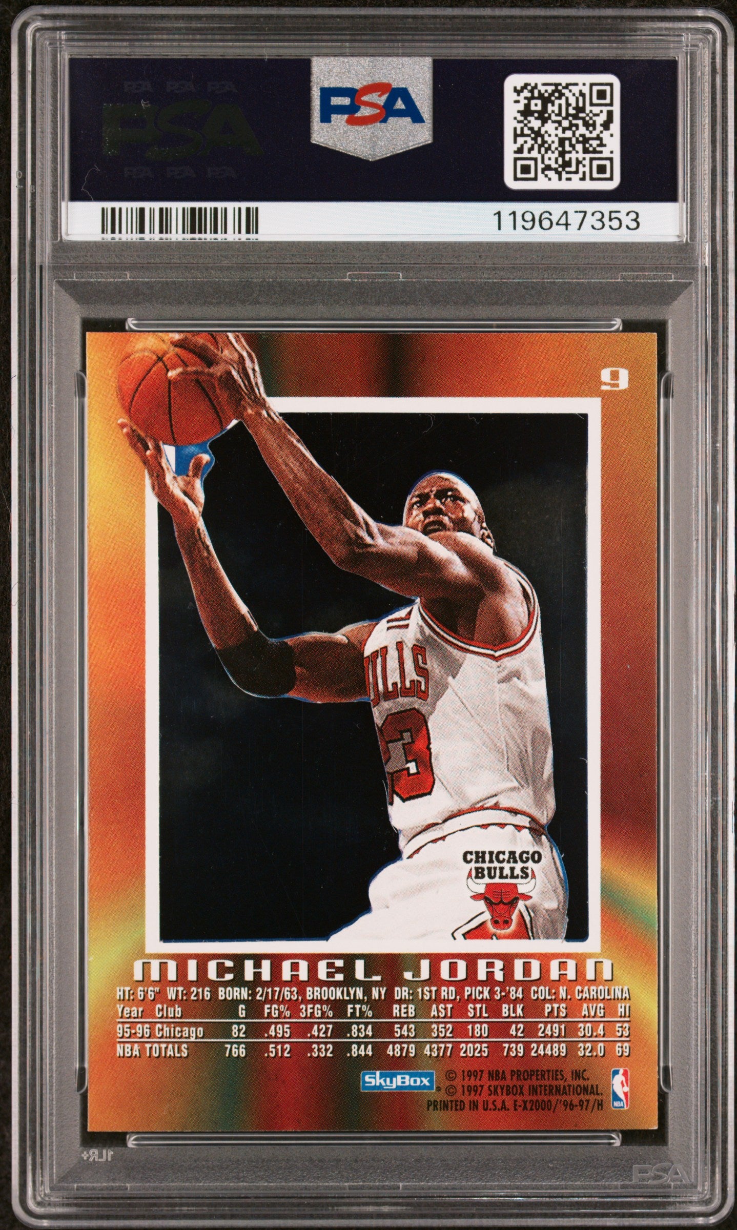 1996 Skybox E-X2000 #9 Michael Jordan PSA 6