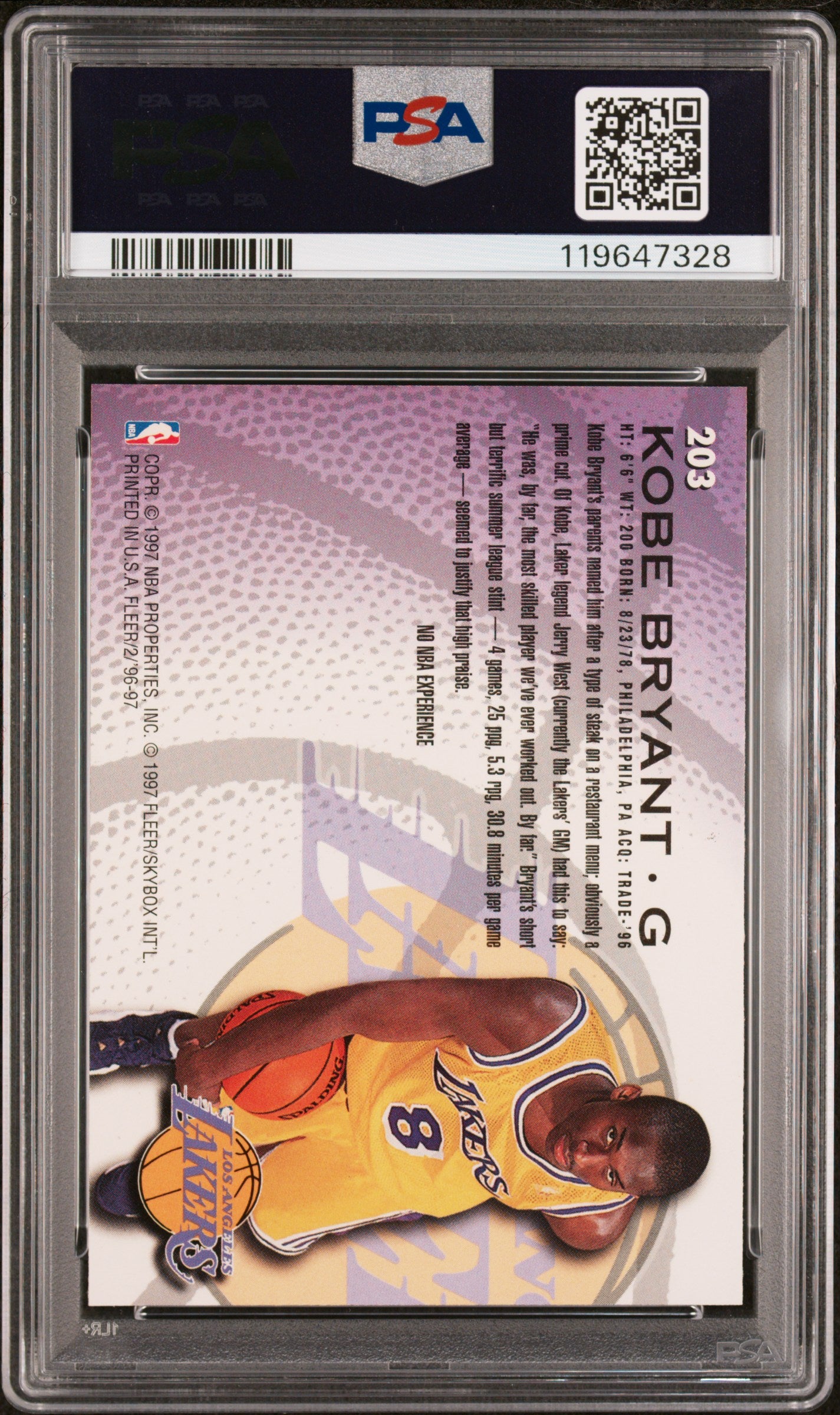 1996 Fleer #203 Kobe Bryant PSA 8 (7328)