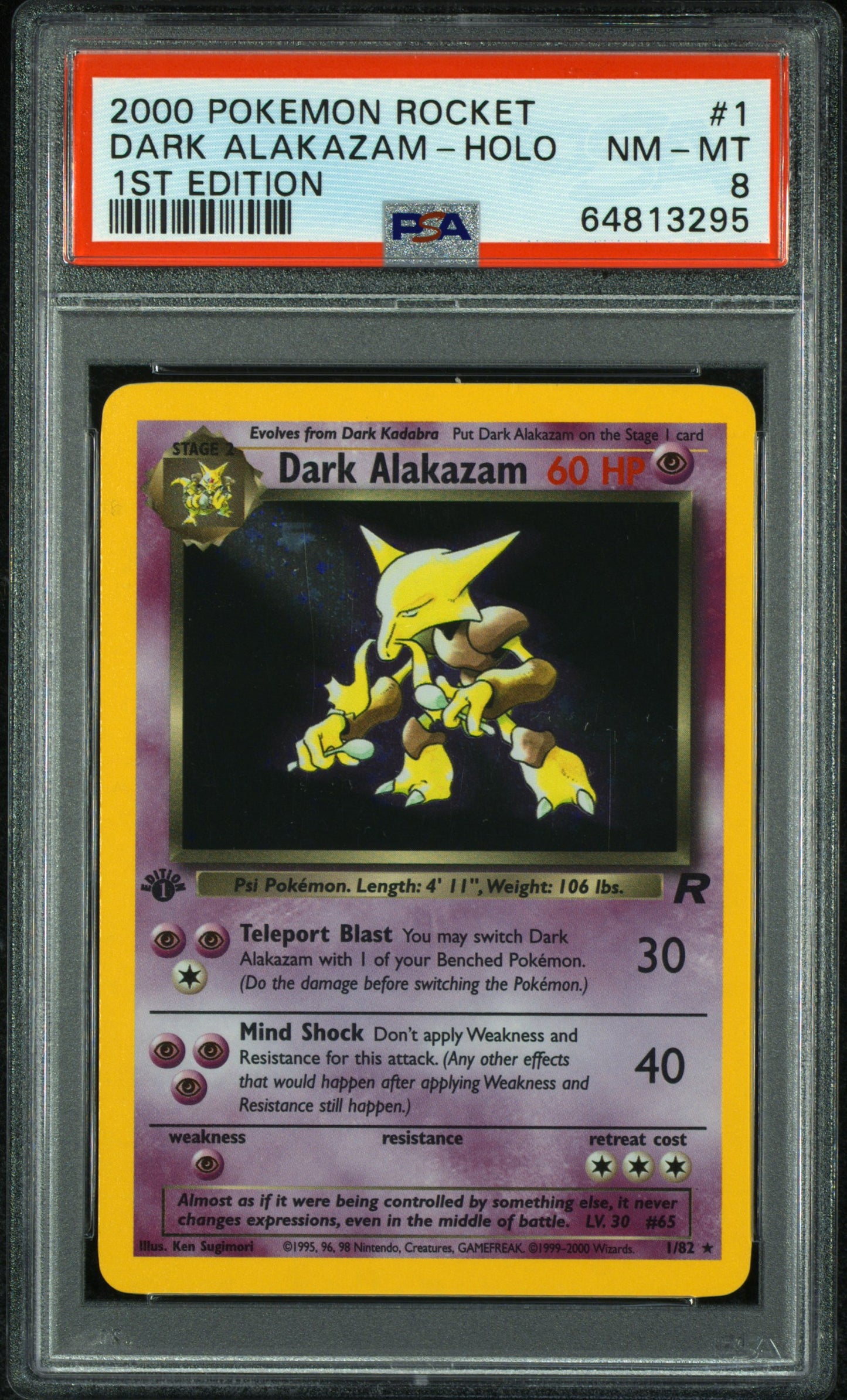 2000 Pokemon Rocket #1 1st Edition Dark Alakazam-Holo PSA 8