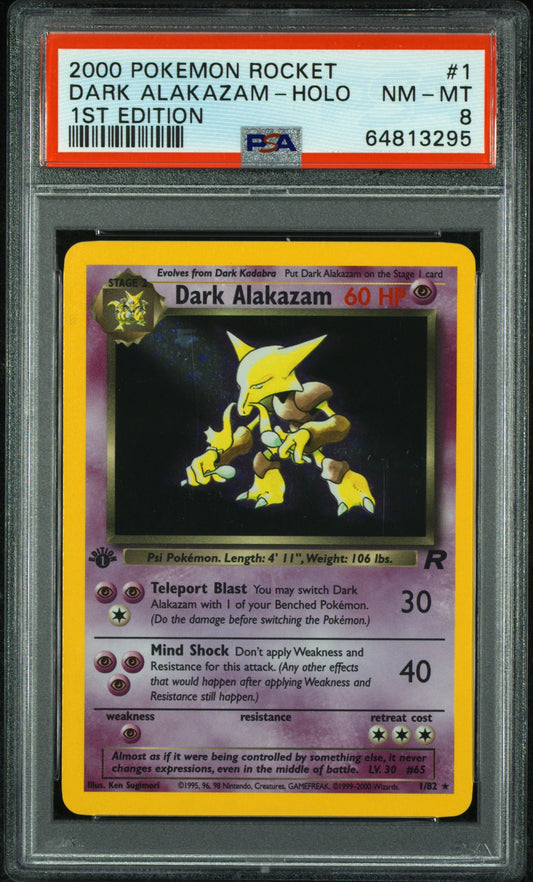 2000 Pokemon Rocket #1 1st Edition Dark Alakazam-Holo PSA 8