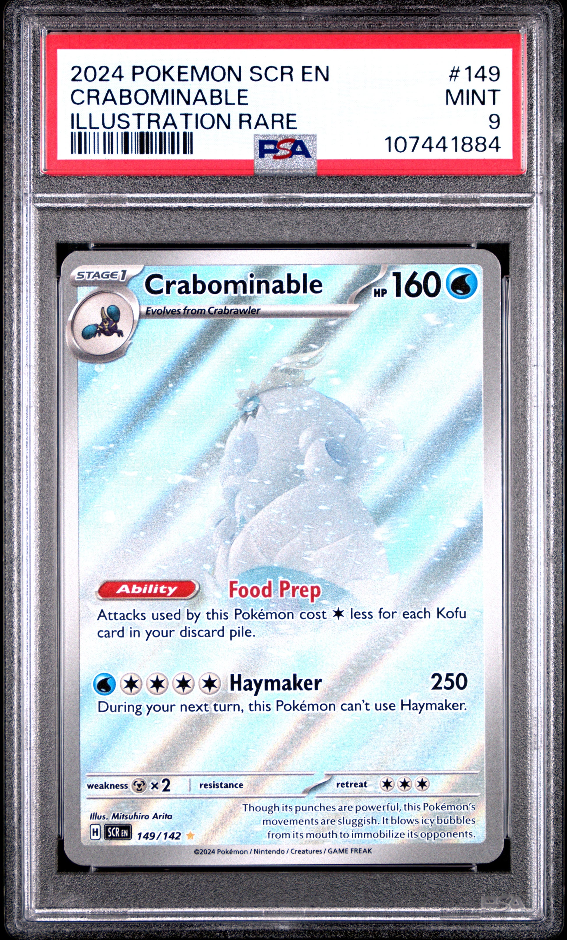 2024 Pokemon Scr En-Stellar Crown #149 Illustration Rare Crabominable PSA 9