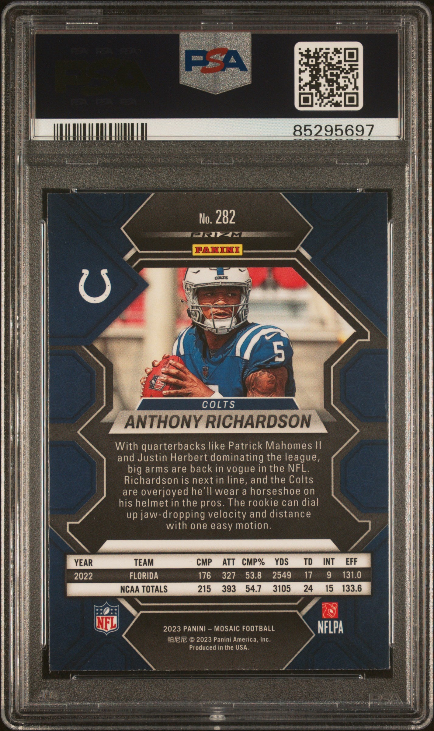 2023 Panini Mosaic #282 Anthony Richardson RC PSA 10 (5697)