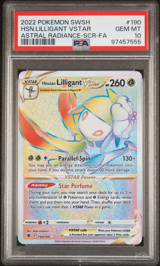 2022 Pokemon Sword & Shield Astral Radiance #190 Lilligant Vstar PSA 10