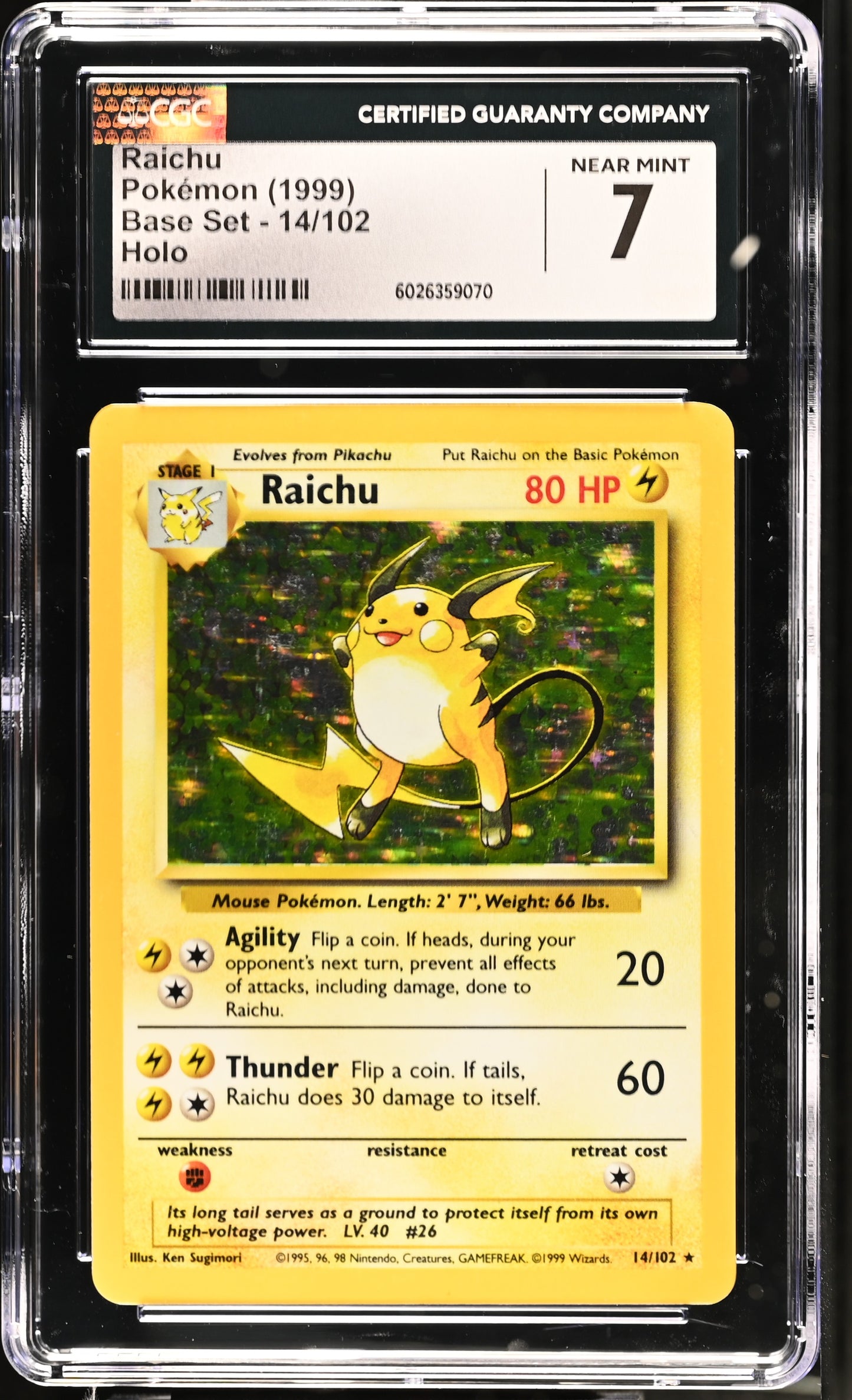 1999 Pokemon Base Set #14/102 Raichu CGC 7