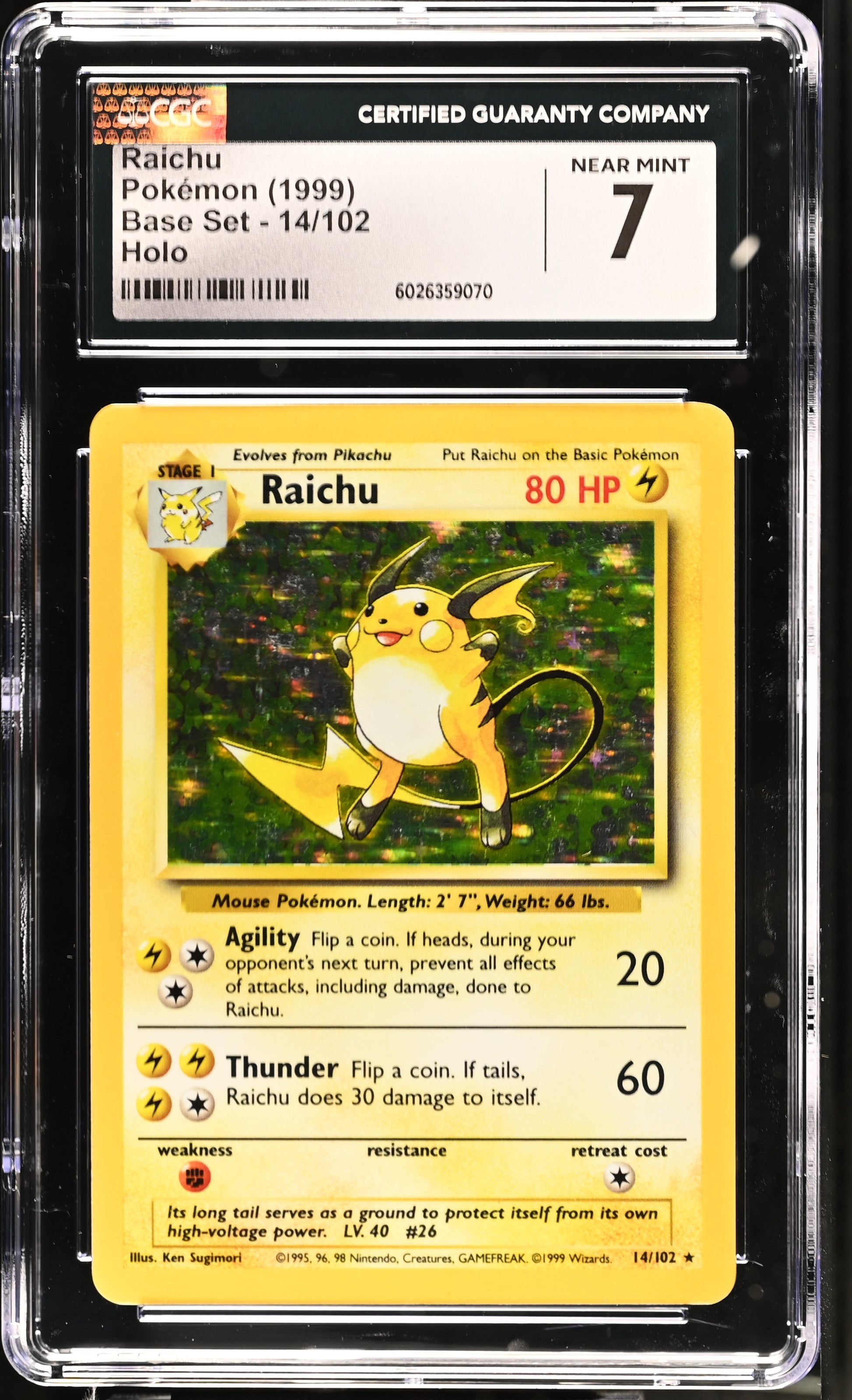 1999 Pokemon Base Set #14/102 Raichu CGC 7