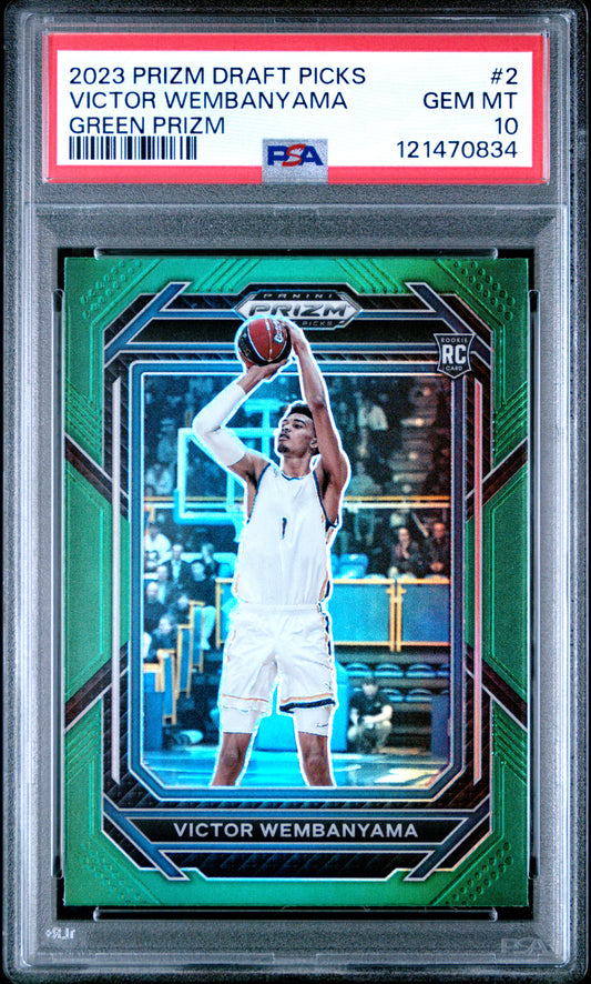 2023 Panini Prizm Draft Picks #2 Green Prizm Victor Wembanyama PSA 10