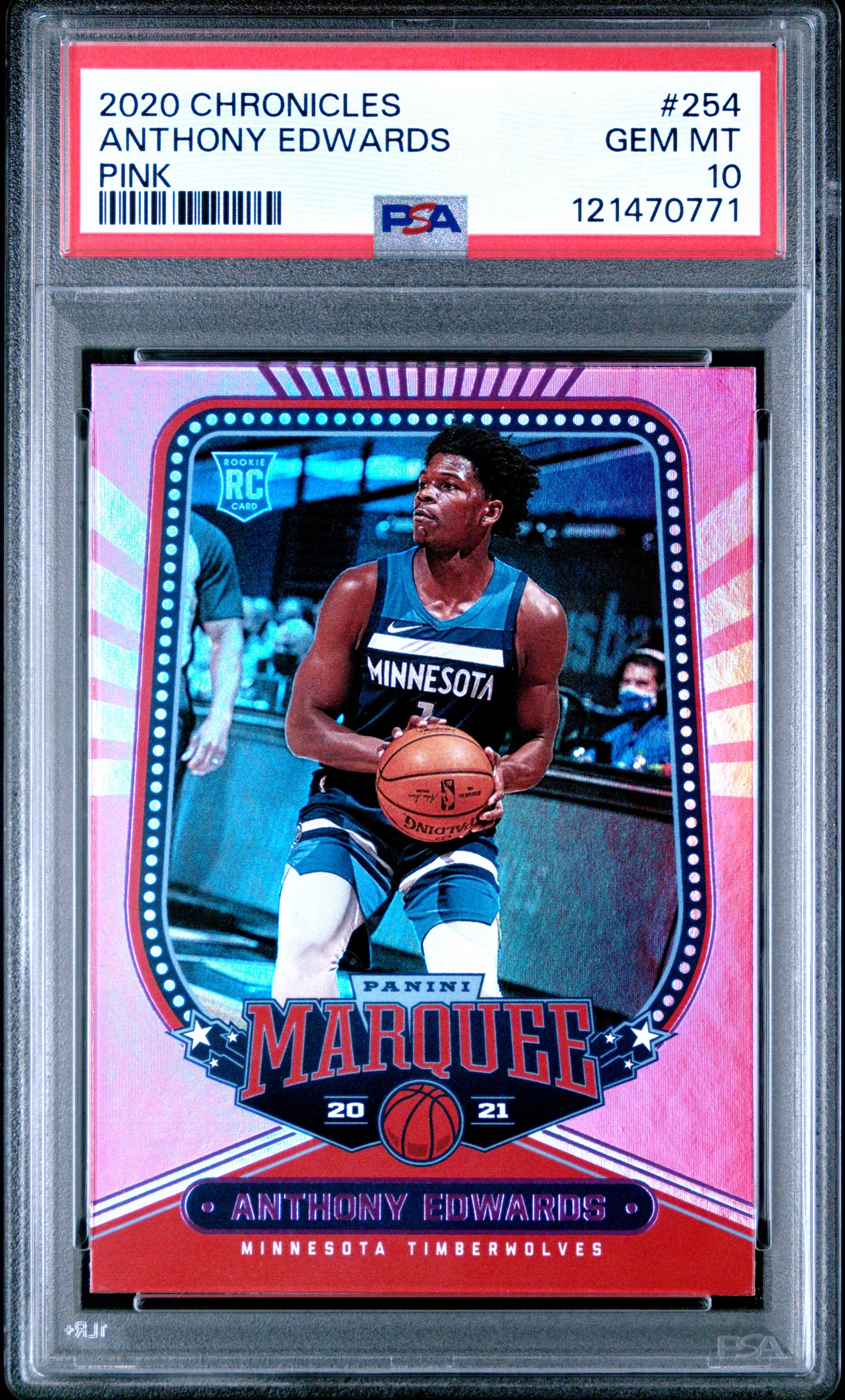 2020 Panini Chronicles #254 Pink Anthony Edwards PSA 10