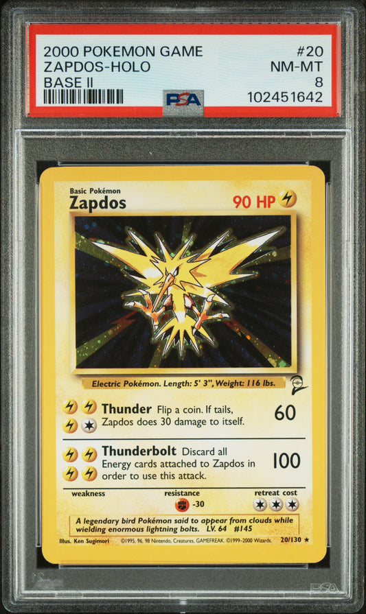 2000 Pokemon Game Base II #20 Zapdos-Holo PSA 8