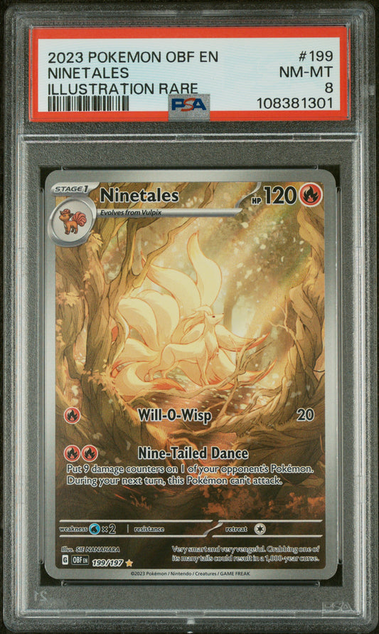 2023 Pokemon Obf En-Obsidian Flames #199 Illustration Rare Ninetales PSA 8