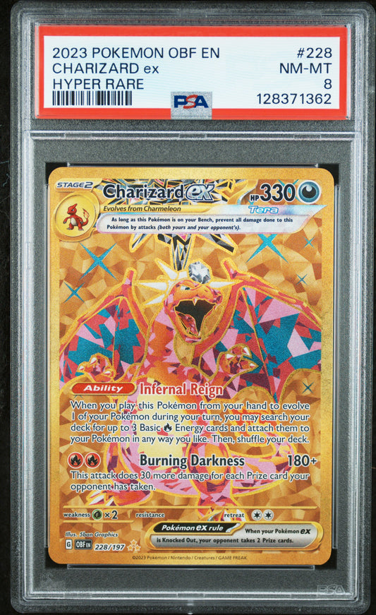 2023 Pokemon Obf En-Obsidian Flames #228 Hyper Rare Charizard Ex PSA 8