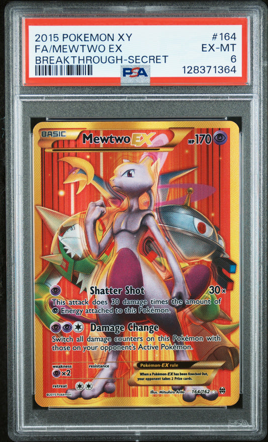 2015 Pokemon Xy Breakthrough #164 Secret FA Mewtwo Ex PSA 6