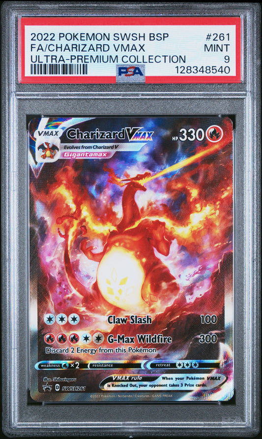 2022 Pokemon Swsh Black Star Promo #261 UPC Full Art Charizard Vmax PSA 9