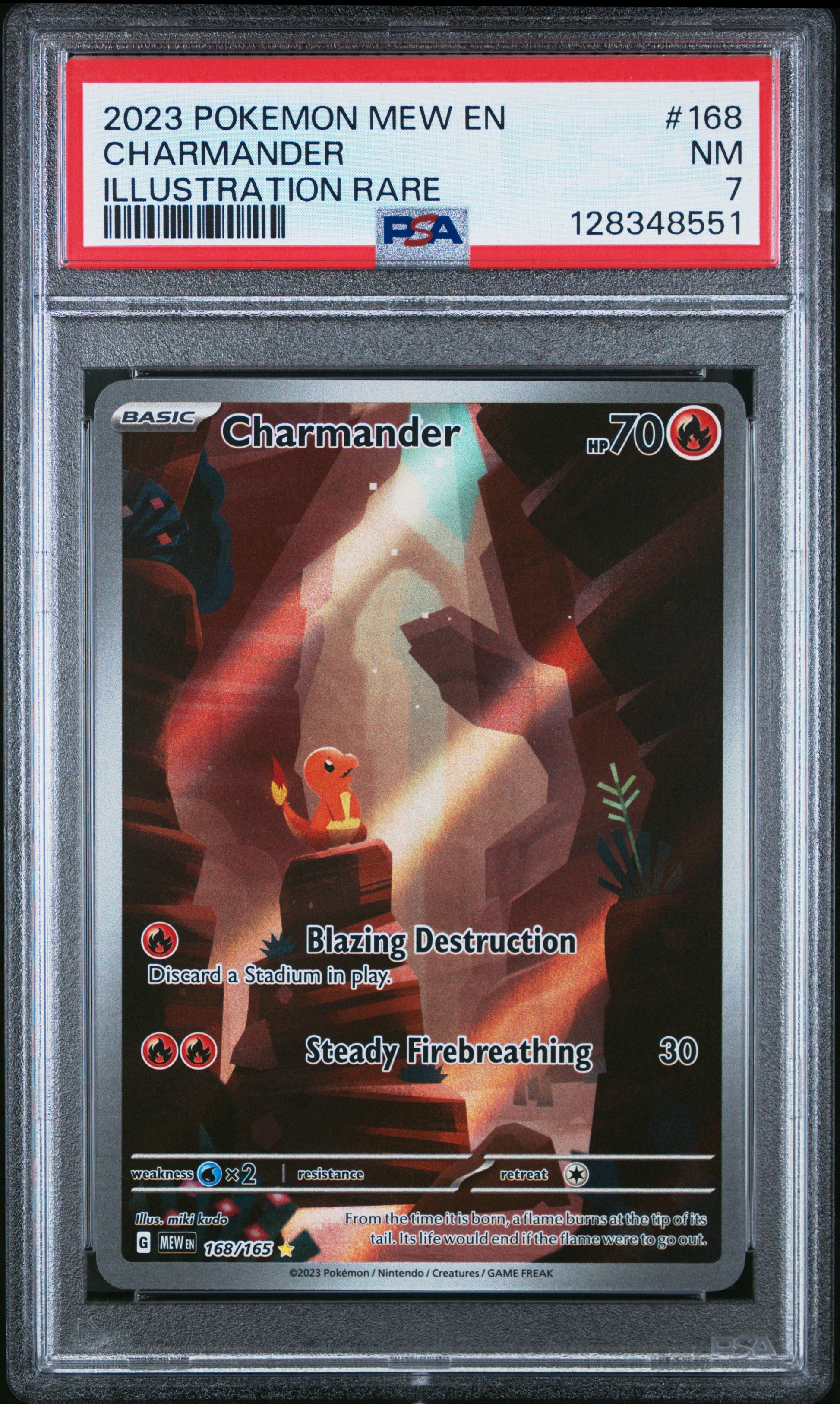 2023 Pokemon Mew En-151 #168 Illustration Rare Charmander PSA 7