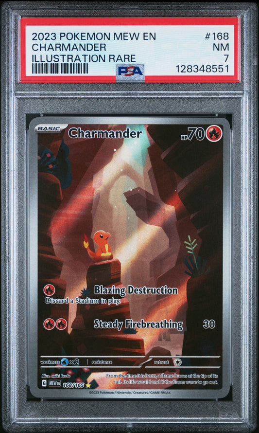 2023 Pokemon Mew En-151 #168 Illustration Rare Charmander PSA 7