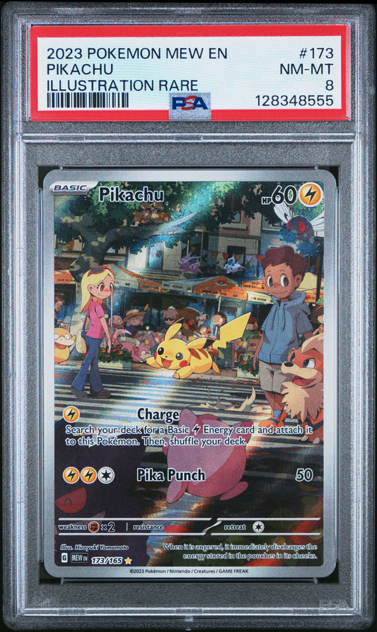 2023 Pokemon Mew En-151 #173 Illustration Rare Pikachu PSA 8