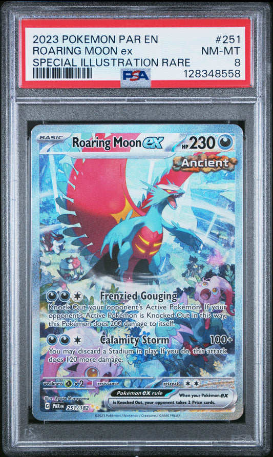 2023 Pokemon Par En-Paradox Rift #251 SIR Roaring Moon Ex PSA 8
