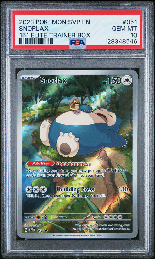 2023 Pokemon Svp En-Sv Black Star Promo #051 151 ETB Snorlax PSA 10