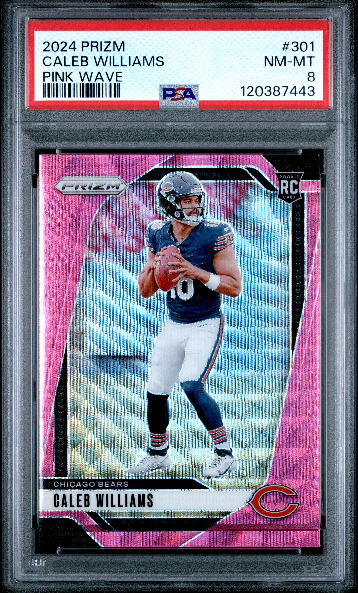 2024 Panini Prizm #301 Pink Wave Caleb Williams RC PSA 8