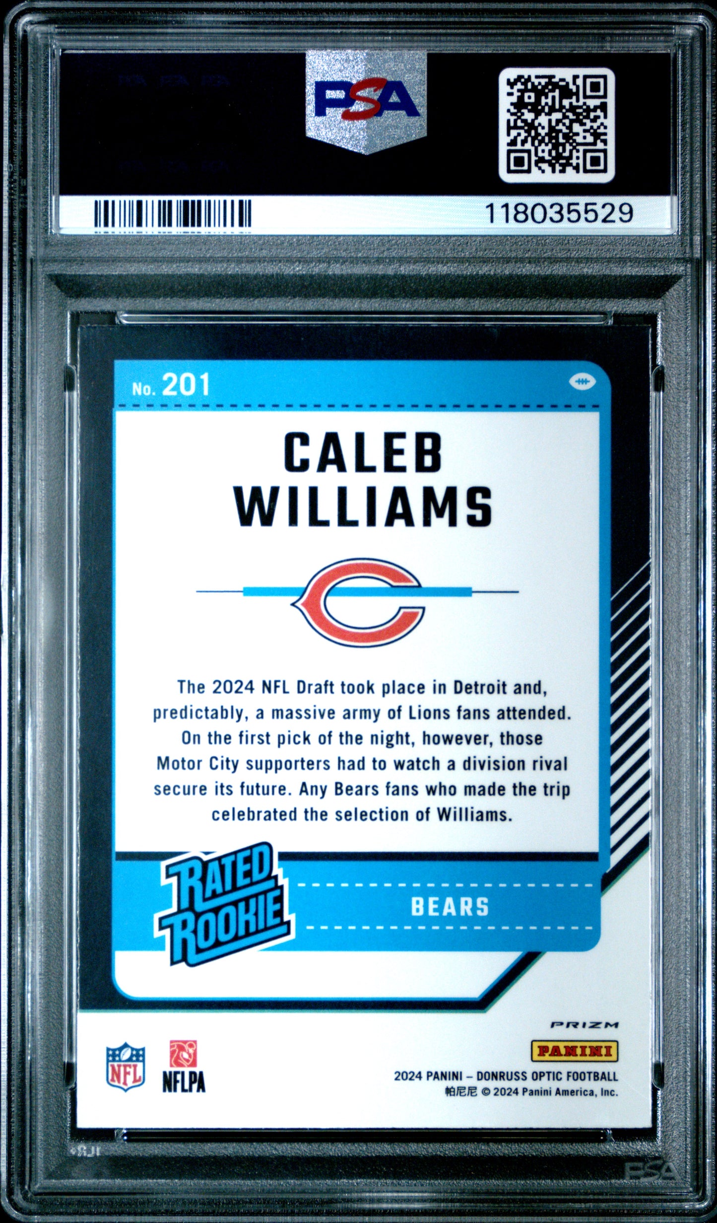 2024 Panini Donruss Optic #201 Holo Caleb Williams RC PSA 9