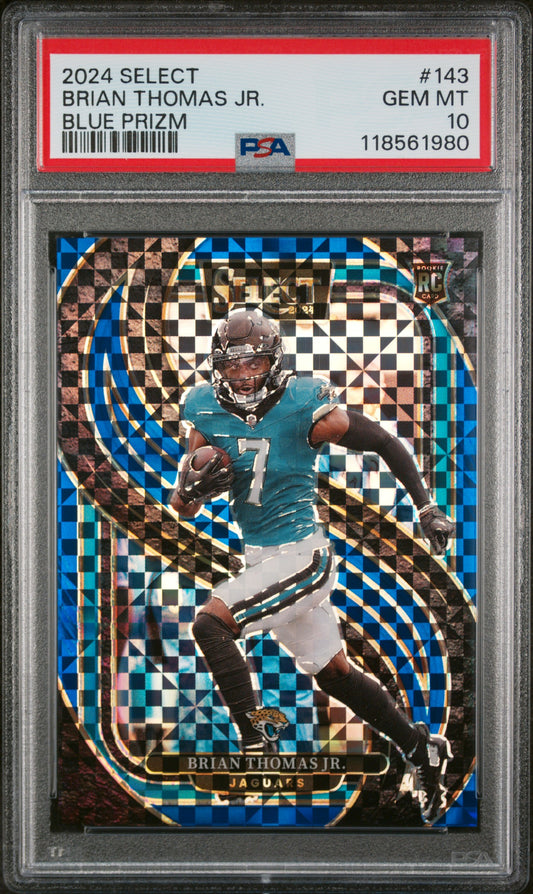 2024 Panini Select #143 Blue Prizm Brian Thomas Jr. RC /175 PSA 10