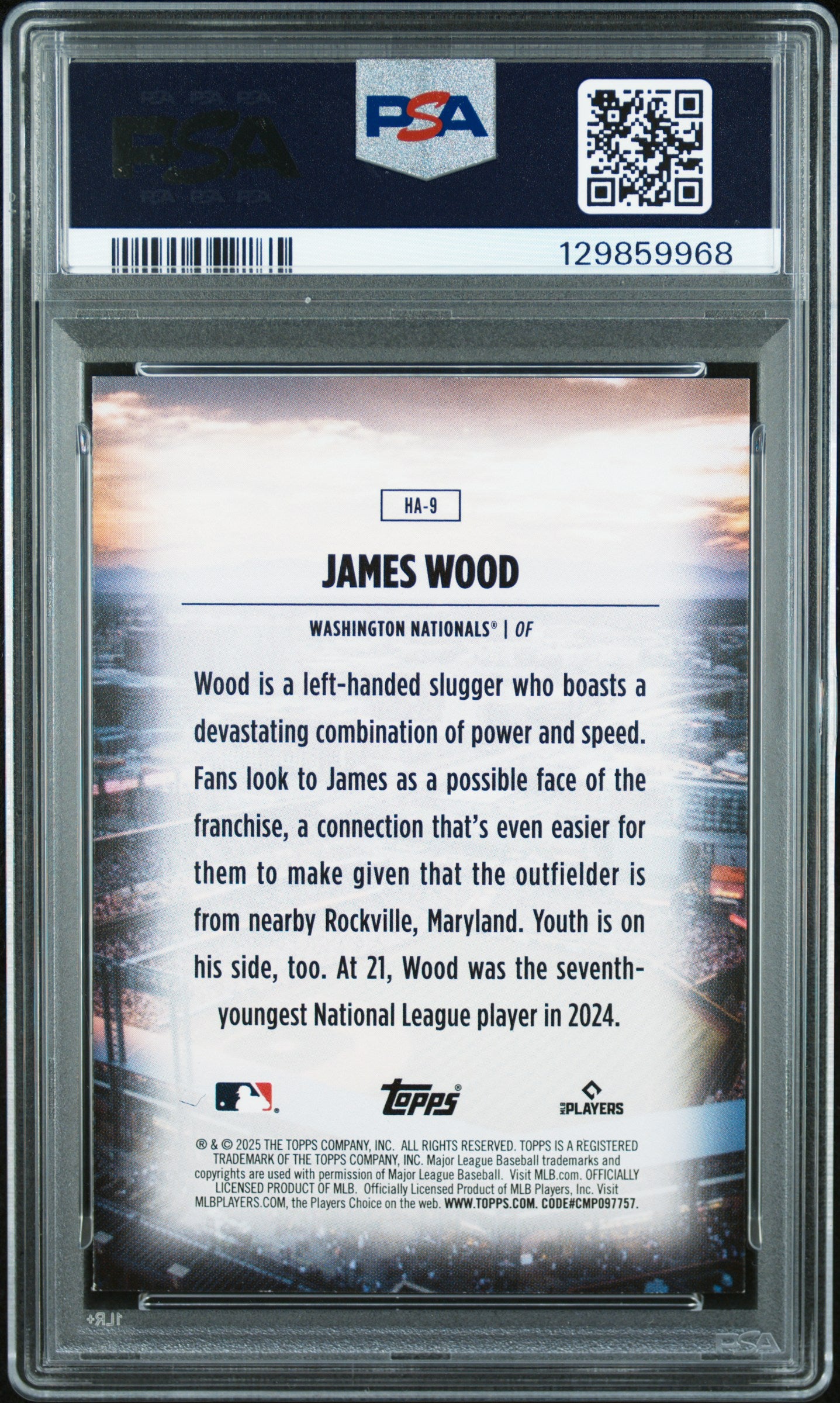 2025 Topps Home Field Advantage #HA9 James Wood RC PSA 9