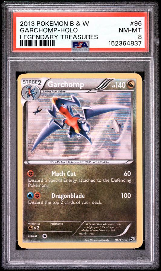 2013 Pokemon B & W #96 Garchomp Holo Legendary Treasures PSA 8